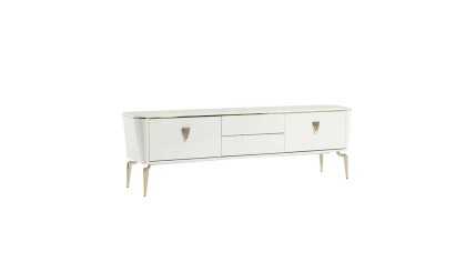 Vitrina Compacta TV Plaza, Culoare Fildes BELLONA Vitrina Compacta 22PZA3001FSFS+22PZA3003FSFS