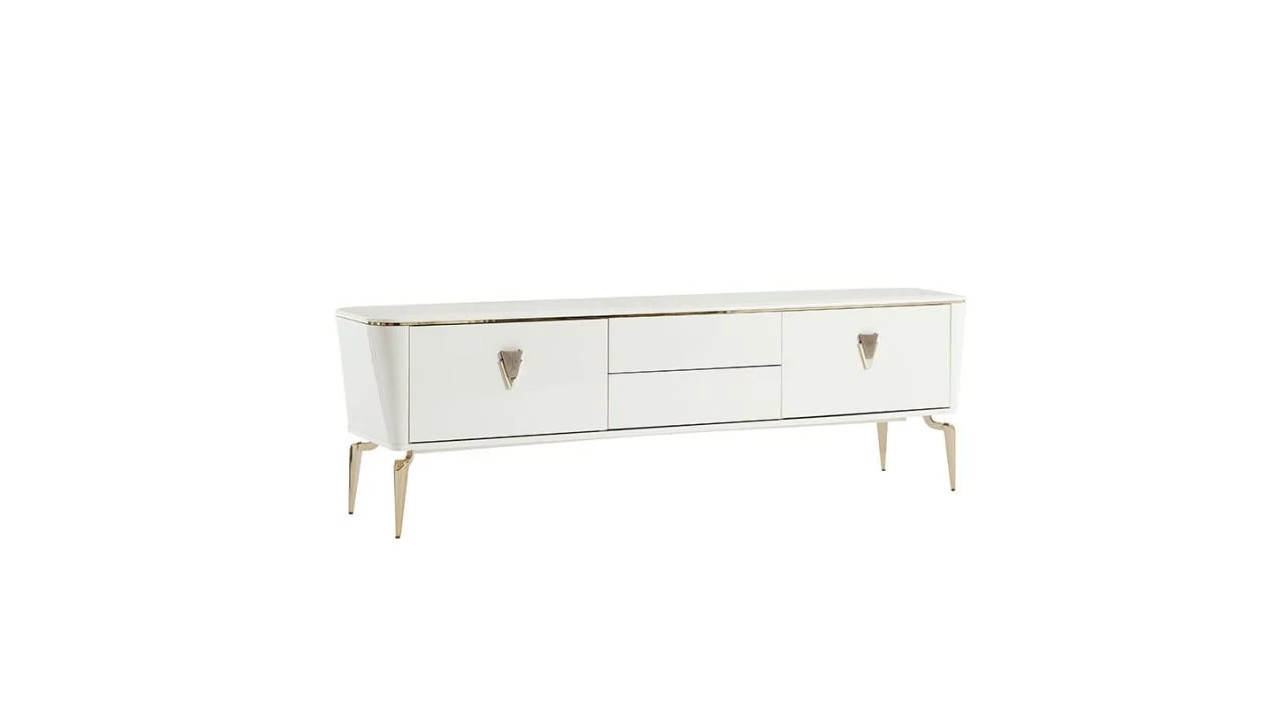 Vitrina Compacta TV Plaza, Culoare Fildes BELLONA Vitrina Compacta 22PZA3001FSFS+22PZA3003FSFS