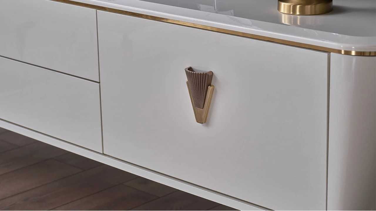 Vitrina Compacta TV Plaza, Culoare Fildes BELLONA Vitrina Compacta 22PZA3001FSFS+22PZA3003FSFS