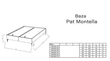 Pat cu somiera rabatabila si Tablie XL Montella BELLONA Pat Dormitor