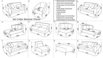 Modul canapea 2 loc cu brat stanga Orleon BELLONA Magazin 20OLN2L00400004
