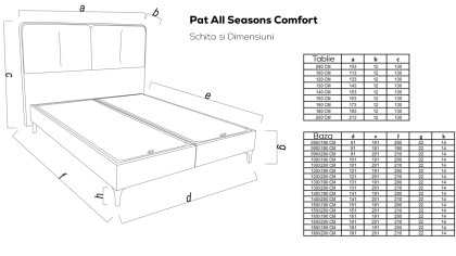 Pat tapitat cu lada si somiera rabatabila All Seasons Comfort 160x200, culoare Vizon, Picior Negru BELLONA Paturi tapitate cu...