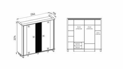 Set Dormitor Mirante cu Sifonier Usi Glisante si Pat 160x200cm Set Dormitor SHODORMMIRANTE, USI GLISANTE