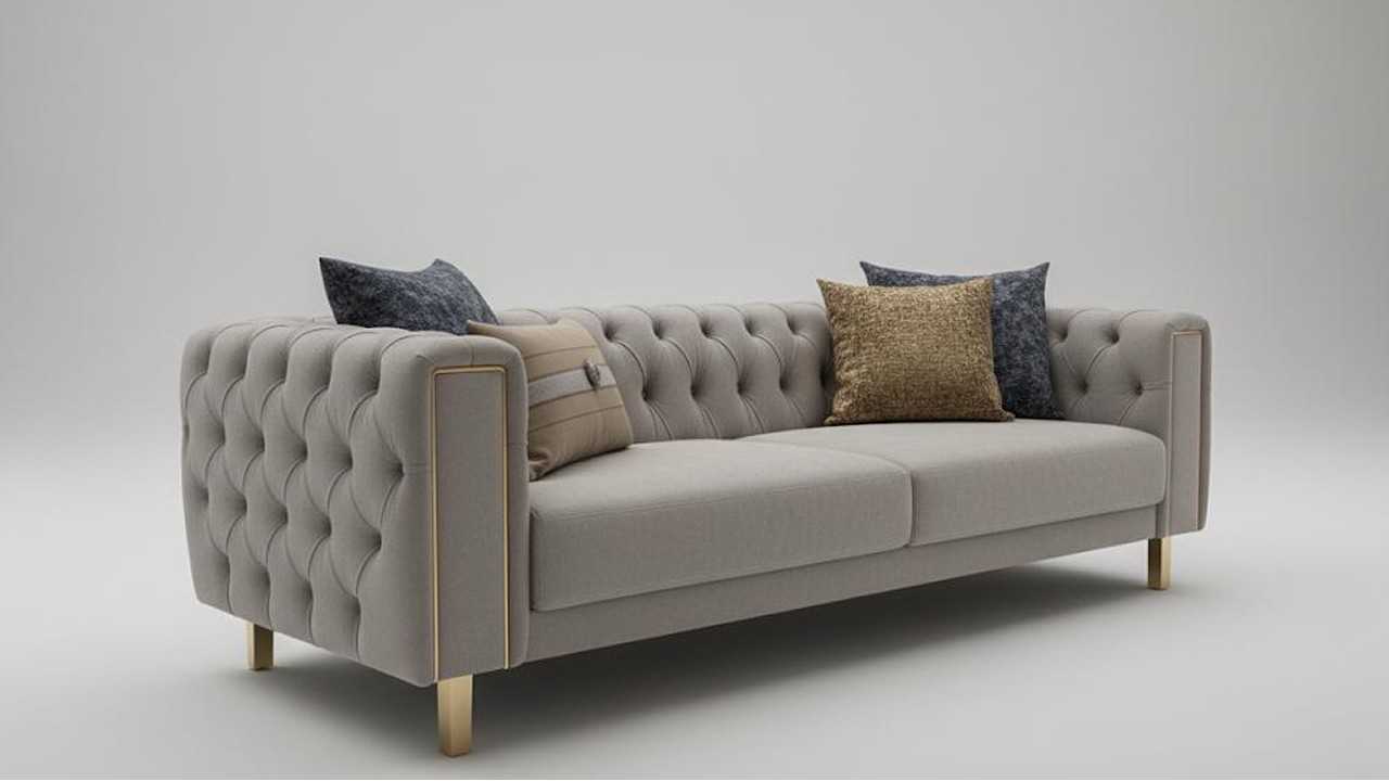 Canapea Extensibila Montego 3 Locuri, Gri, Finisaj&nbsp;Auriu BELLONA Canapele SHOWROOM20MTE3D00601247