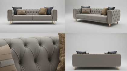 Canapea Extensibila Montego 3 Locuri, Gri, Finisaj&nbsp;Auriu BELLONA Canapele SHOWROOM20MTE3D00601247