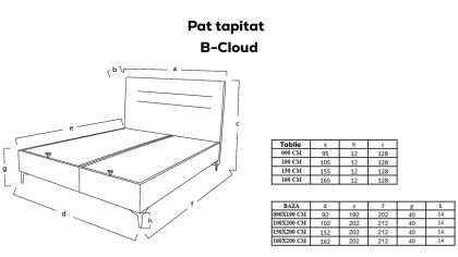 Pat tapitat cu lada de depozitare BCloud, 160x200, culoare Gri, picior Negru BELLONA Paturi tapitate cu lada - IN STOC