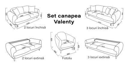 Canapea Extensibila 2 locuri Valenty BELLONA Canapele
