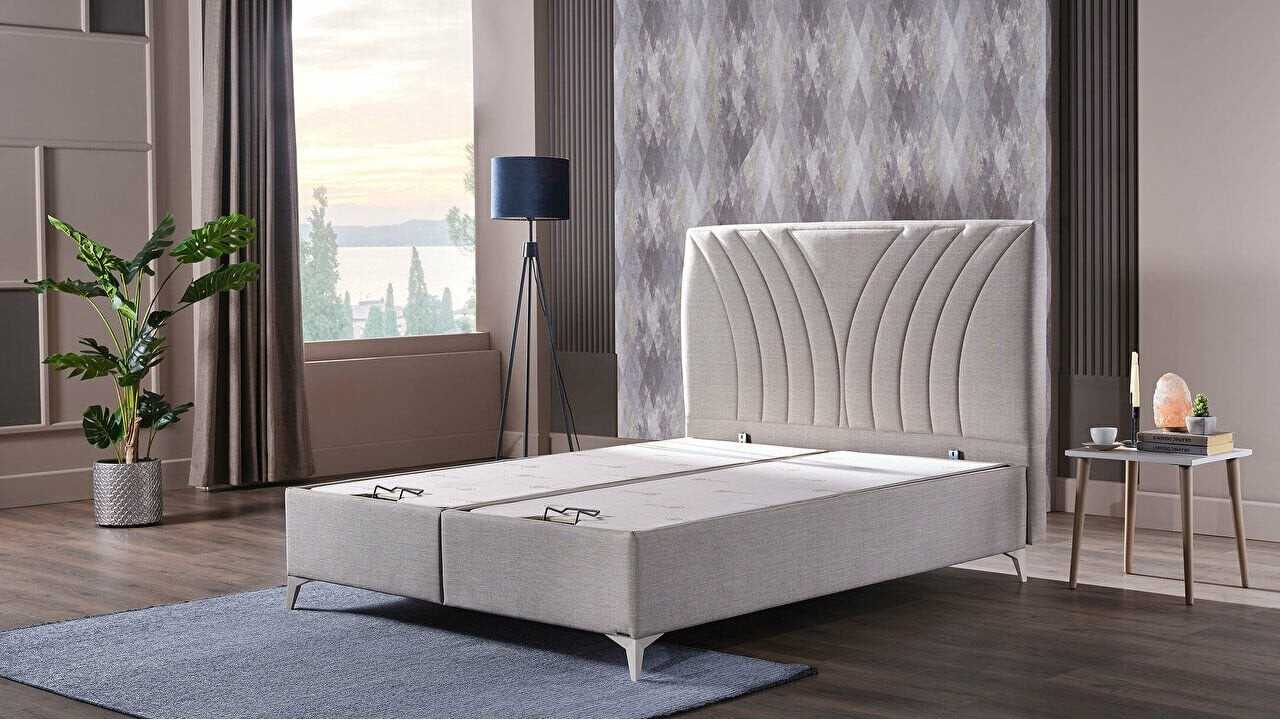 Pat tapitat cu lada de depozitare Verso S, 180x200cm, culoare Crem, picior culoare Fildes BELLONA Paturi tapitate cu lada - L... Pat tapitat cu lada de depozitare Verso S, 180x200cm, culoare Crem, picior culoare Fildes BELLONA Paturi tapitate cu lada - L...