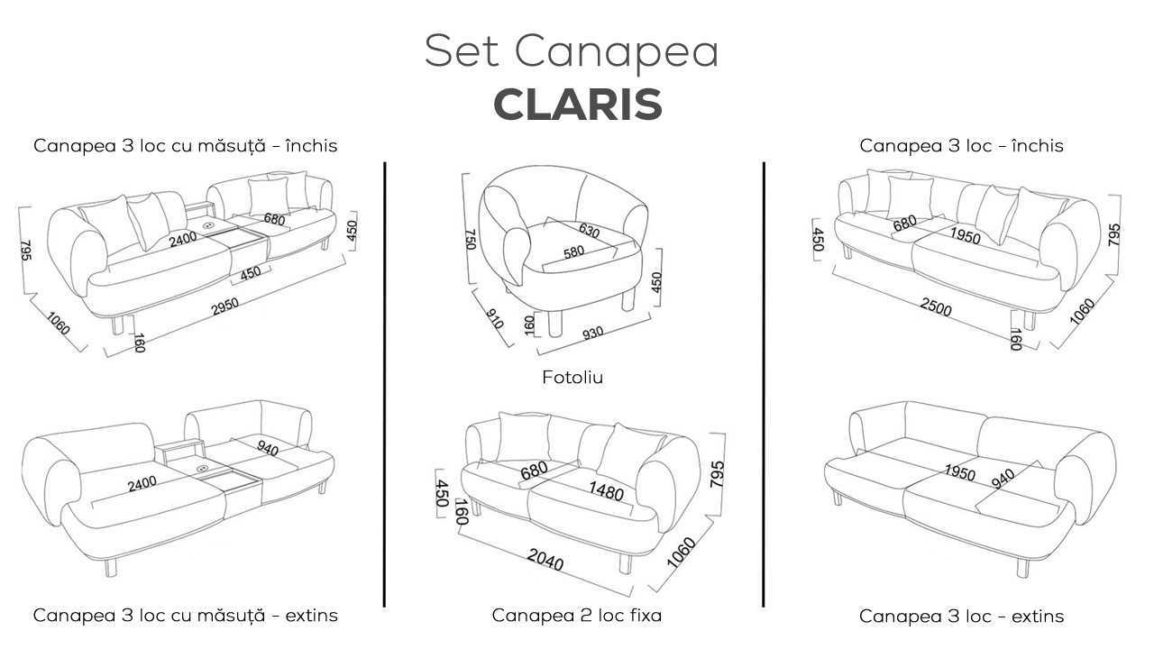 Canapea Extensibila 3 locuri Claris BELLONA Canapele 20CRI3D00500001