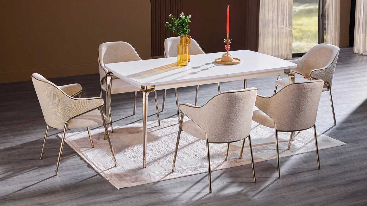 Set Masa Extensibila cu 6 Scaune Marietta Seturi Masa cu Scaune Set Masa Extensibila cu 6 Scaune Marietta Seturi Masa cu Scaune