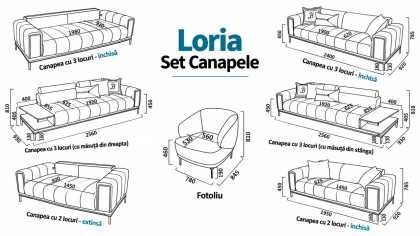 Canapea 3 locuri cu Masuta integrata stanga Loria BELLONA Canapele